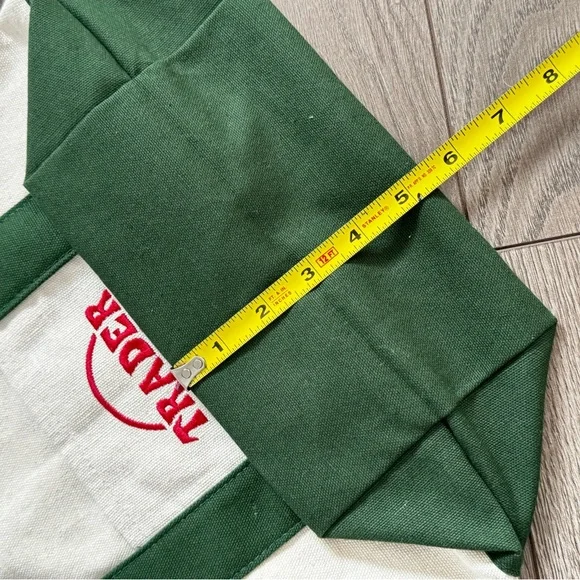 NWT Trader Joe’s Mini Canvas Tote Bag Brand New Dark Green w Red Logo - Picture 6 of 8